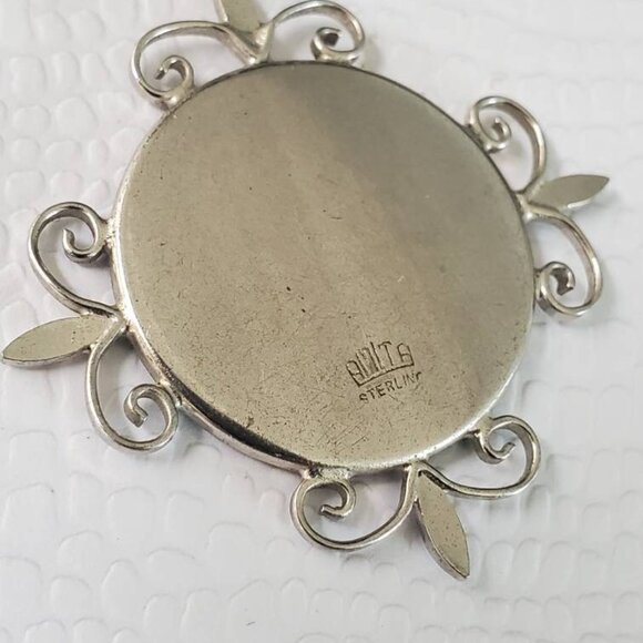 Vintage Damascene Asian Design Amita Sterling Silver Pendant - Picture 6 of 9